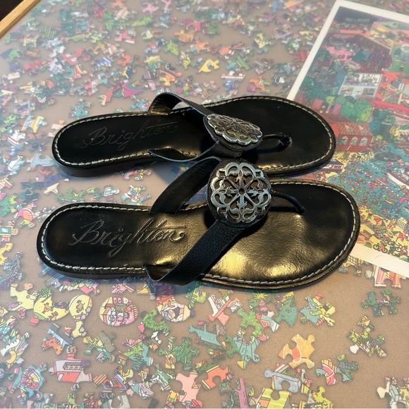 Brighton Leather Sandals with Silver Buckle Accent - Picture 5 of 12